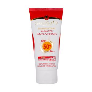 کرم ضد آفتاب ضد چروک SPF50 بژ طبیعی سان سیف