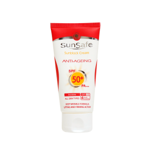 کرم ضد آفتاب ضد چروک SPF50 بی رنگ سان سیف