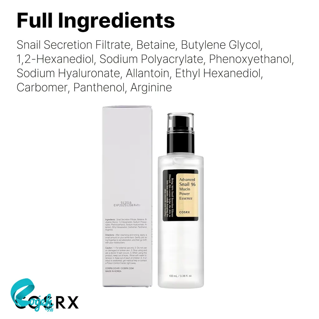 اسنس حلزون کوزارکس COSRX Advanced Snail 96 Mucin Power Essence – آبرسانی و ترمیم پوست با ۹۶٪ موسین حلزون