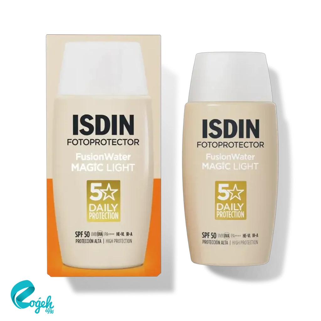 ضد آفتاب رنگ Light فیوژن واتر مجیک ایزدین 50 میلی لیتر SPF50
