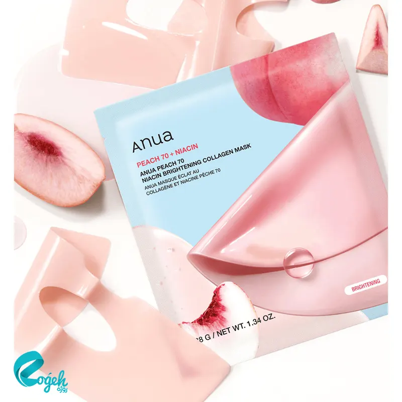 ماسک ورقه ای هلو و نیاسینامید روشن کننده آنوا